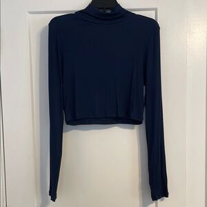 Navy Blue Women's Long Sleeve Turtleneck Top from Aritzia